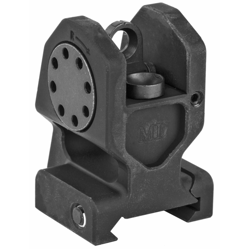 Midwest Industries, Combat Rifle Rear Sight, Mil-Spec Height, Standard A2 Rear Sight Aperture, 6061 Aluminum, Black Finish