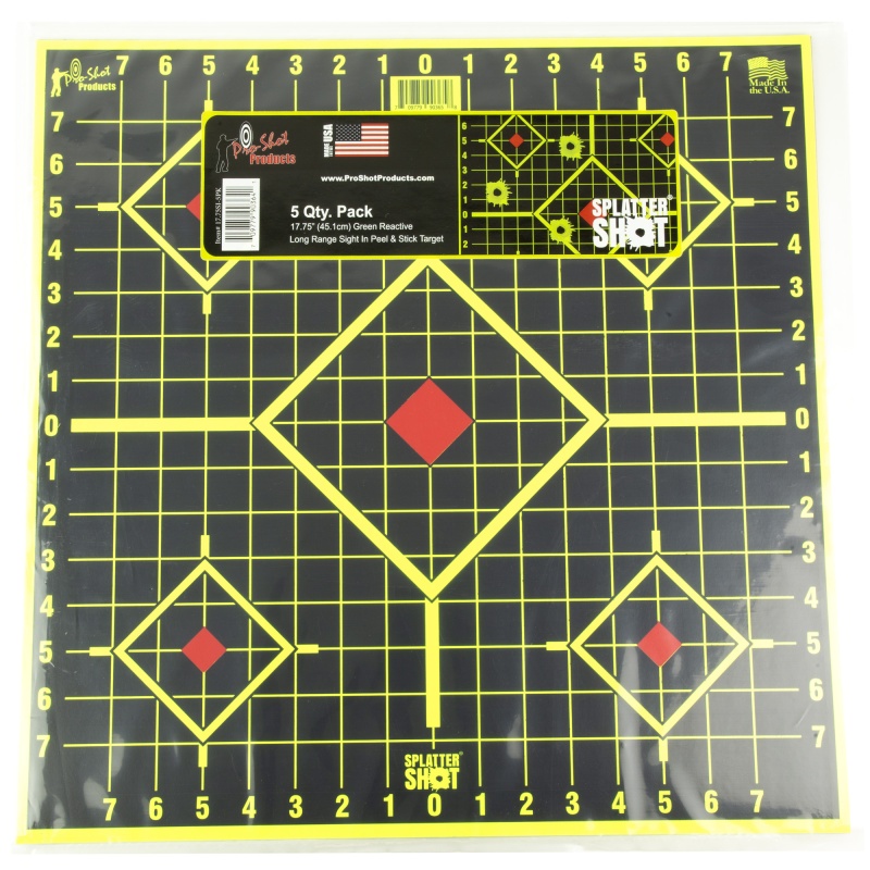 Pro-Shot Products, Splatter Shot Sight In, Long Range, 17.75"X17.75", 5 Pack, Green/Black