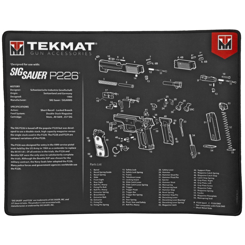 Tekmat, Sig P226 Ultra Premium Gun Cleaning Mat, 15"X20",Includes Small Microfiber Tektowel