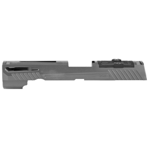 Grey Ghost Precision, Stripped Slide, For Sig P320 Full Size, Dual Optic Cutout Compatible With Leupold Deltapoint Pro, Trijicon Rmr, Or Sig Romeo1 With Supplied Shim Plate (Correct Length Screws Included), Comes With A Custom G10 Cover Plate And Proper Screws For Use Without Optic Installed, Version 1 Slide Pattern, Grey Dlc Finish