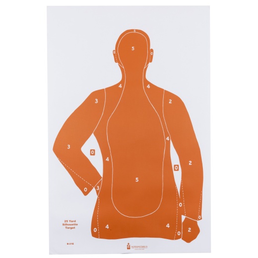 Action Target, Action Target, B-21E, Orange Qualification Paper Target, 25 Yard Silhouette, 23"X35", 100 Per Box