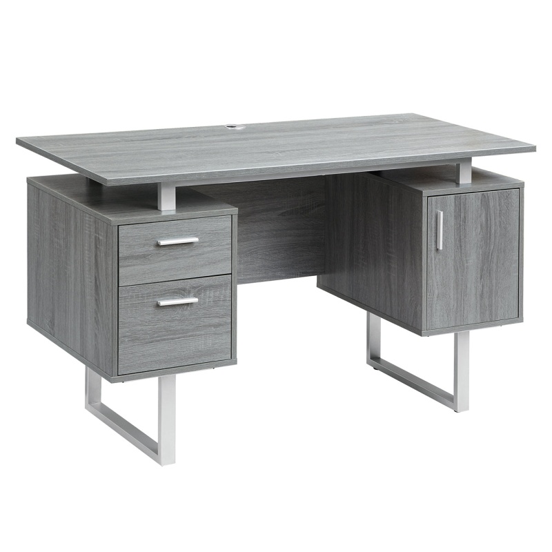 Techni Mobili Modern Office Desk With Storage, Grey