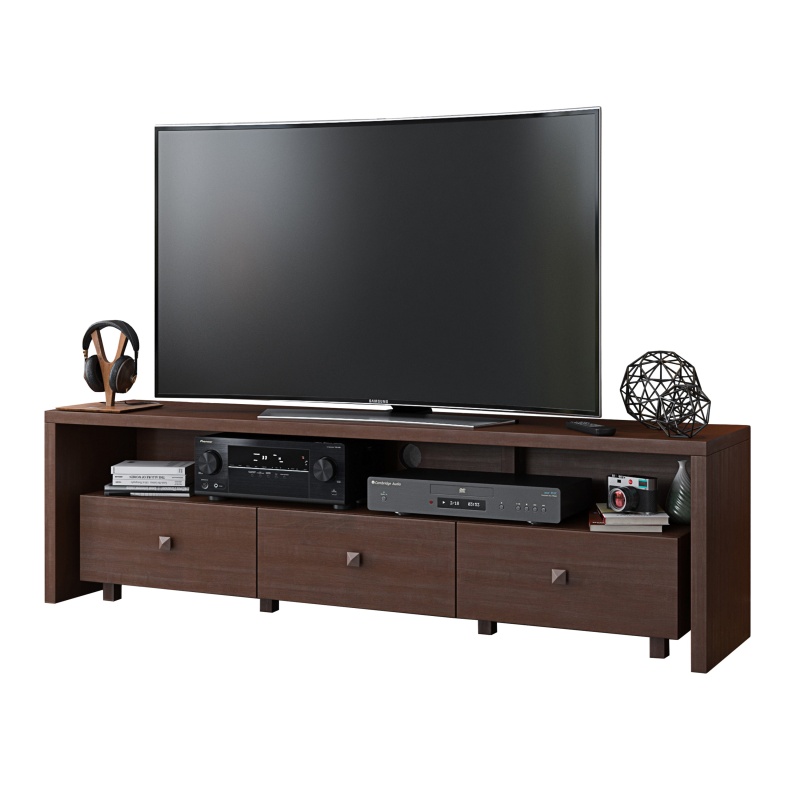 Techni Mobili Elegant Tv Stand For Tv's Up To 75" With Storage, Hickory