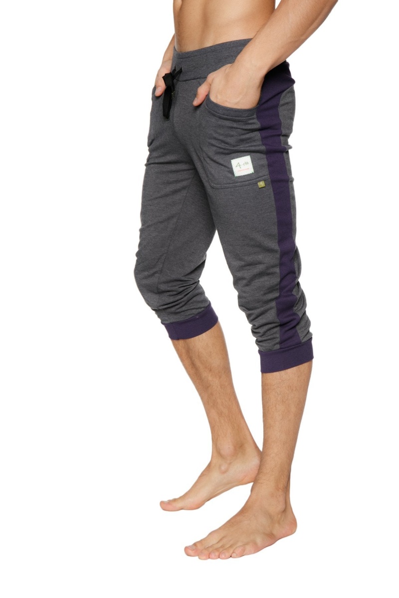 Cuffed Yoga Pants (Charcoal W/Eggplant)