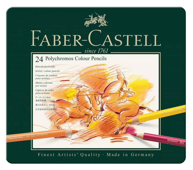 Faber-Castell Polychromos Artists' Colored Pencil Metal Tin Of 24
