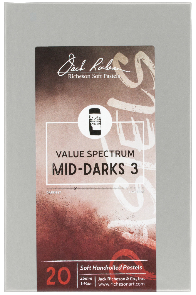 Richeson Soft Handrolled Pastels Set Of 20 - Color: Value Spectrum Mid-Darks 3