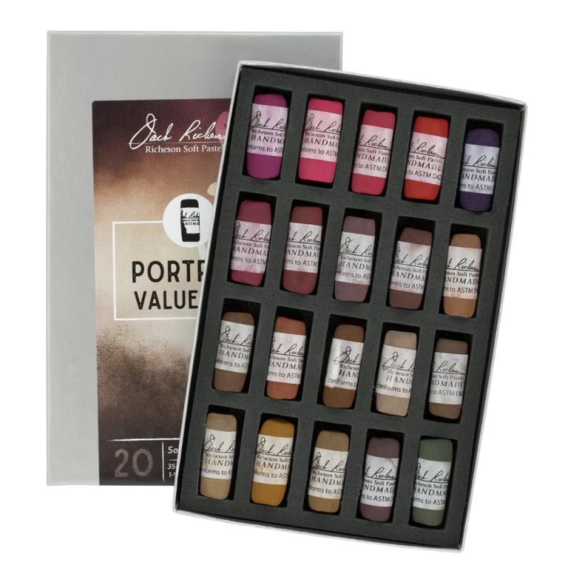 Richeson Soft Handrolled Pastels Set Of 20 - Color: Portrait Values 1-3
