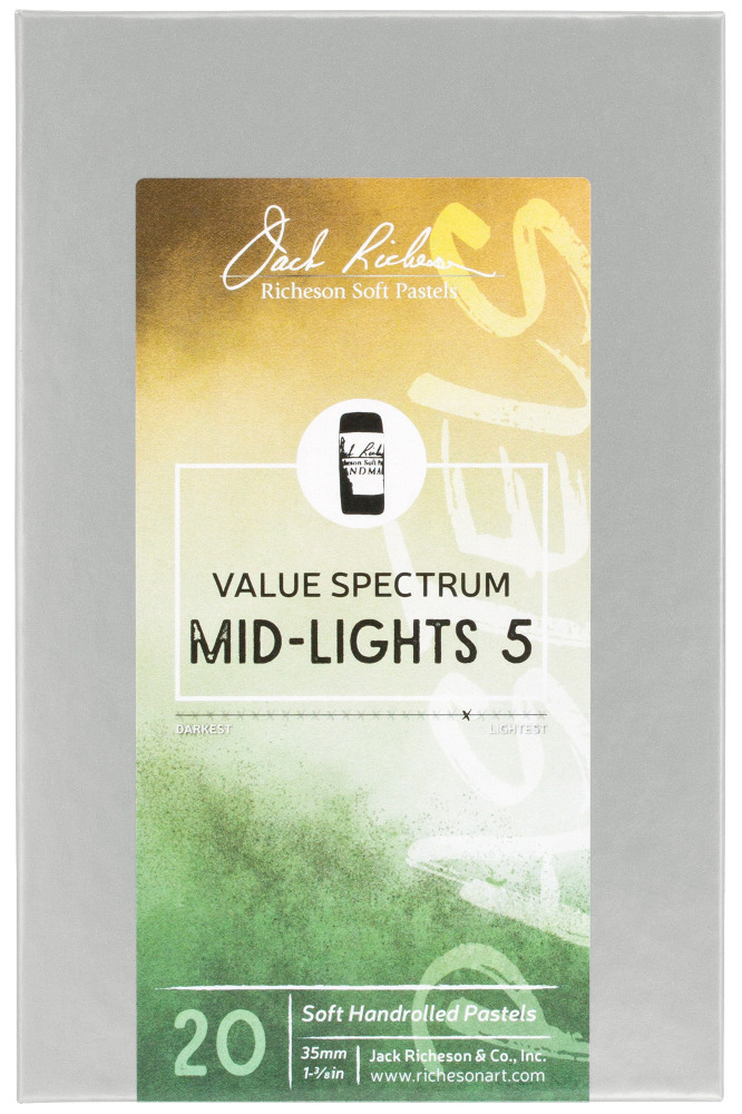 Richeson Soft Handrolled Pastels Set Of 20 - Color: Value Spectrum Mid-Lights 5
