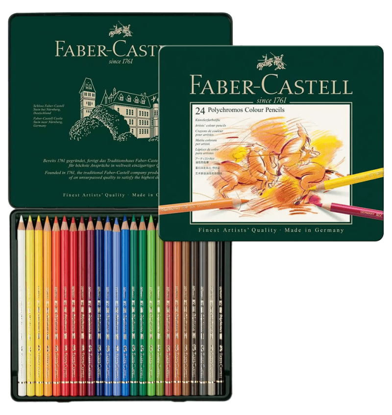 Faber-Castell Polychromos Artists' Colored Pencil Metal Tin Of 24
