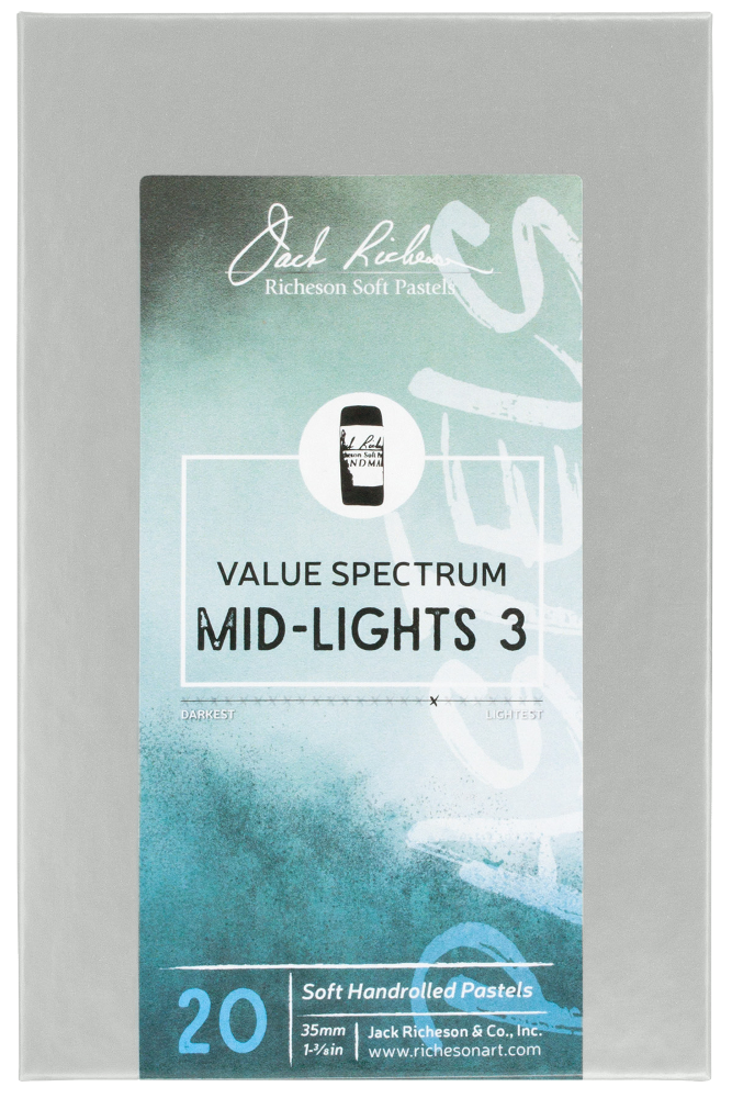 Richeson Soft Handrolled Pastels Set Of 20 - Color: Value Spectrum Mid-Lights 3