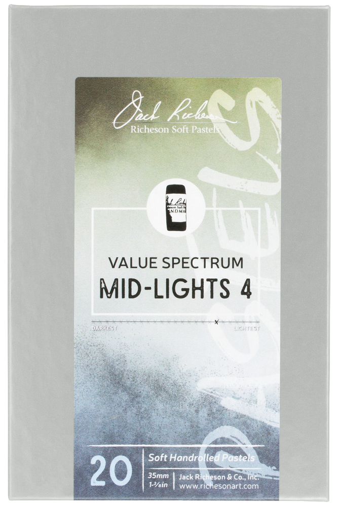 Richeson Soft Handrolled Pastels Set Of 20 - Color: Value Spectrum Mid-Lights 4