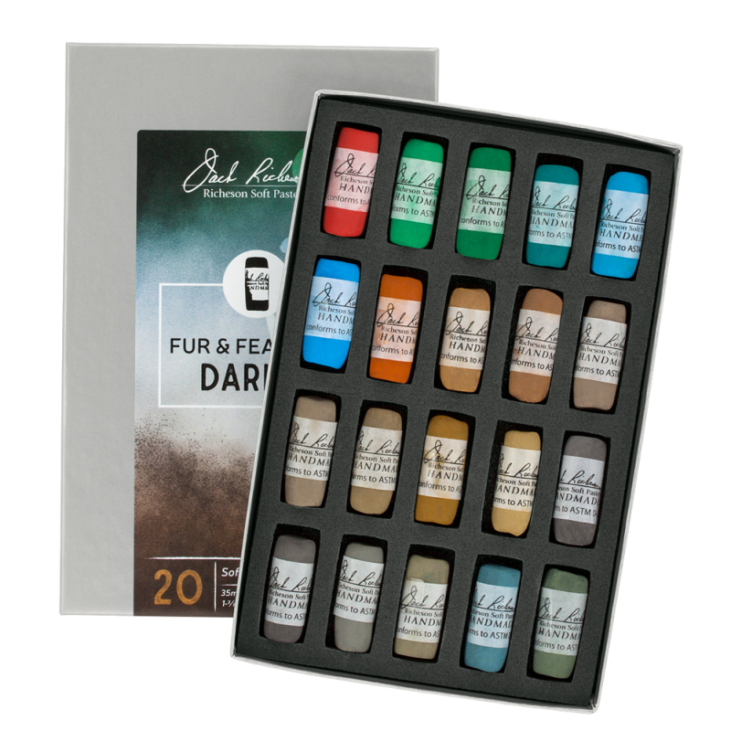 Richeson Soft Handrolled Pastels Set Of 20 - Color: Fur And Feathers Dark 2