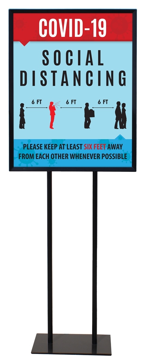 Social Distancing Poster Sign Holder Floor Stand 22" x 28" with Print