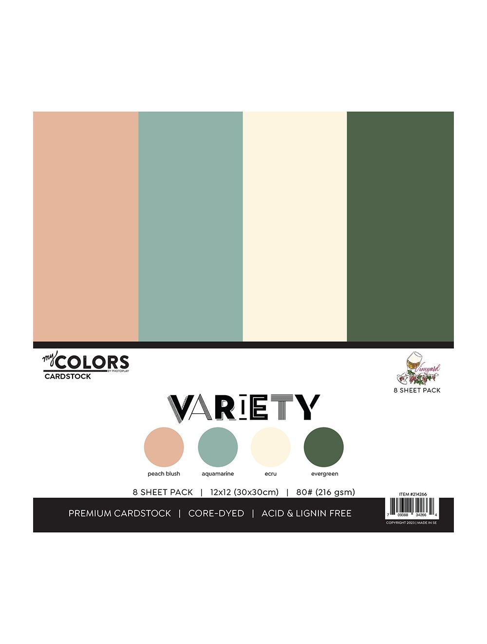 Photoplay Cardstock Variety Pack 8/Pkg-Vineyard