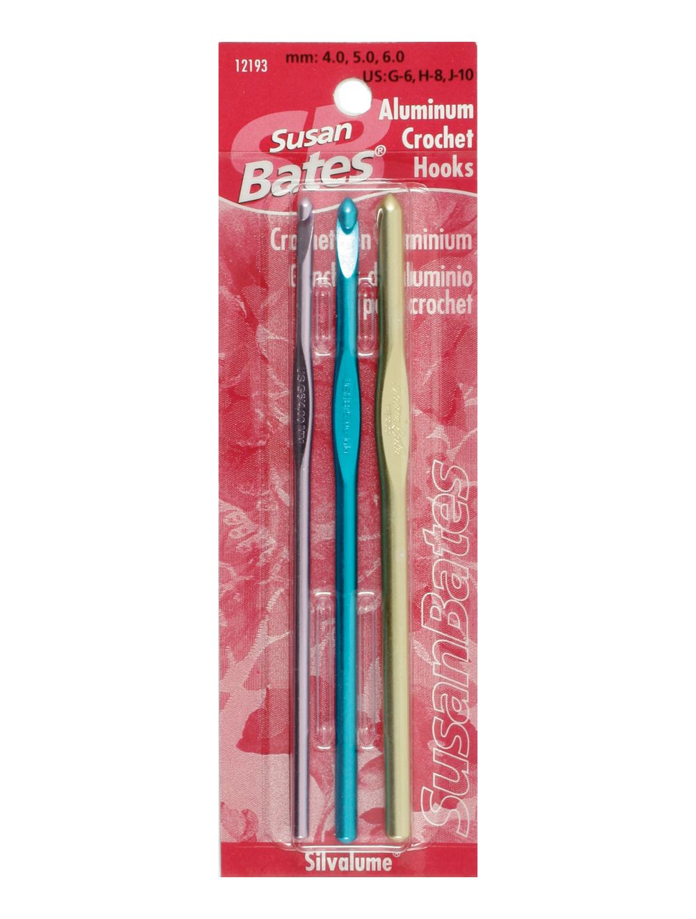 Susan Bates Silvalume Aluminum Crochet Hook Set-Sizes G6 To J10