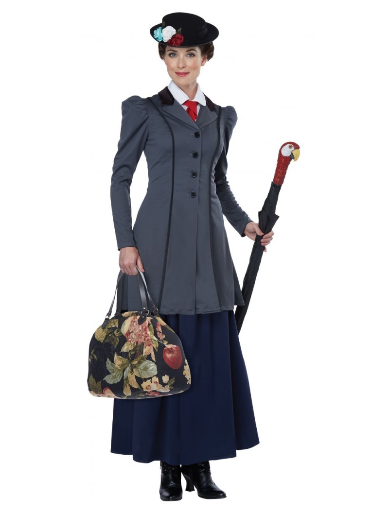 California Costumes Women's English Nanny Adult Costume, Gray/Navy, X-Large