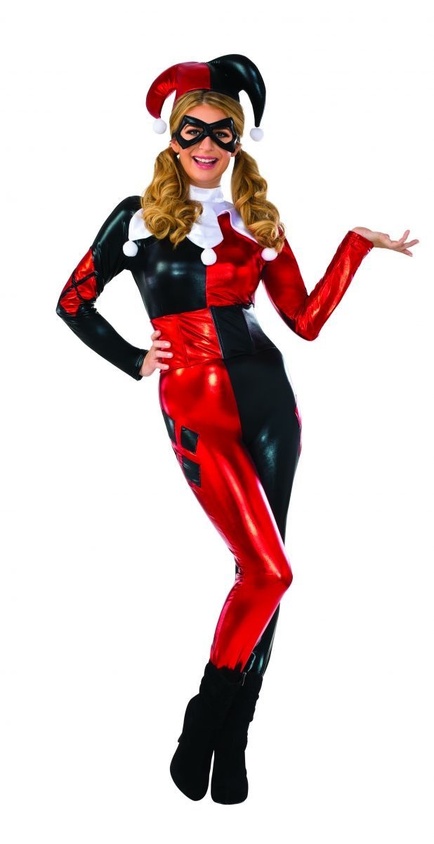 Dc Comics Harley Quinn Deluxe Jumpsuit Costume Red Black Medium
