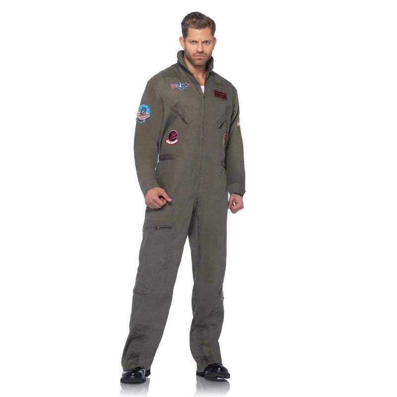 Leg Avenue Men's Top Gun Flight Suit Costume Khaki Small