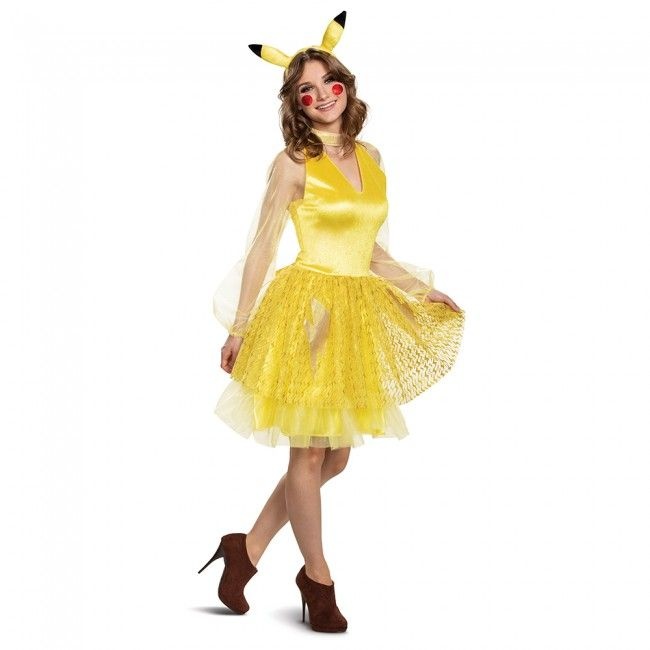 Women's Pikachu Female Adult Deluxe Costume, Yellow Large (12-14)