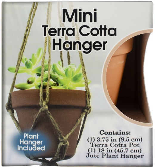 Pepperell Mini Terra Cotta Pot And Jute Plant Hanger Set