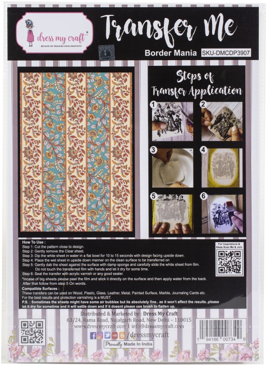 Dress My Craft Transfer Me Sheet A4 Border Mania