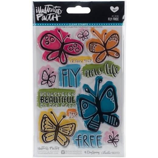 Illustrated Faith Clear Acrylic Stamps Fly Free