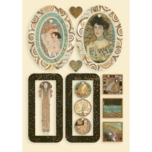 Stamperia Wooden Shapes A5 Bag H And Les And Hearts Klimt