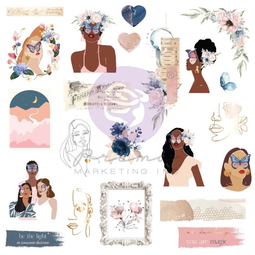 Indigo By Frank Garcia Cardstock Ephemera 22 Per Pkg Shapes, Tags, Words, Foiled Accents