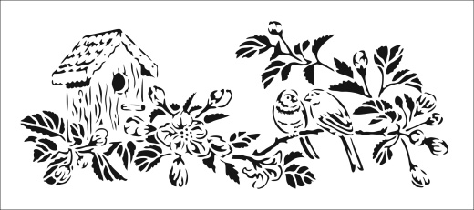 Crafters Workshop Slimline Stencil 4 Inch X9 Inch Birdhouse Couple