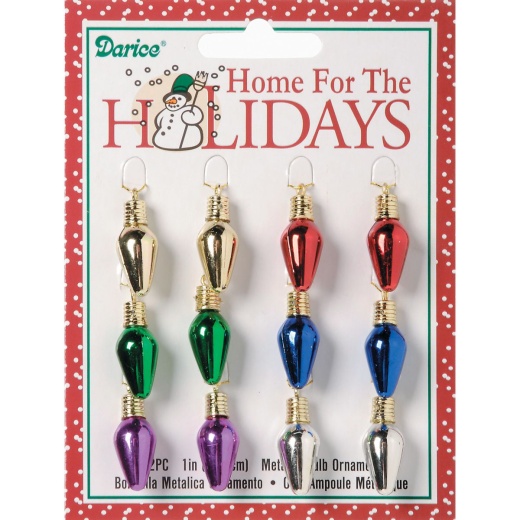 Plastic Metallic Christmas Tree Bulbs 1 Inches Flame Multicolor - Darice Crafts AC