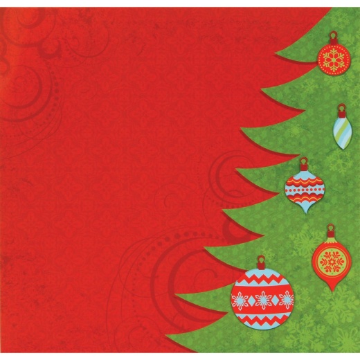 Scrapbook Paper 3D Christmas Tree And Ornaments 12 X 12 Inches