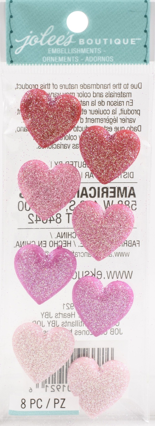 Jolee S Boutique Dimensional Repeat Stickers Glitter Hearts