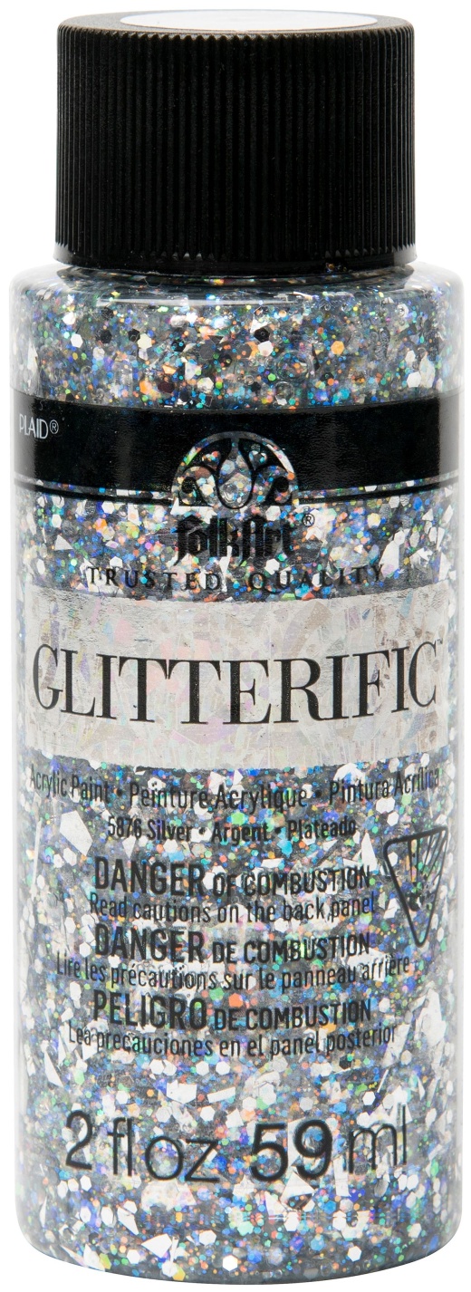 Folkart Glitterific Glitter Paint 2Oz Silver