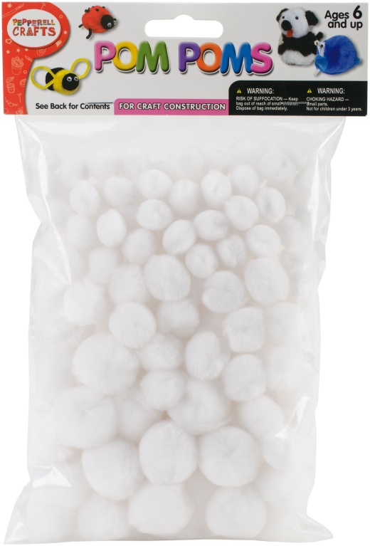 Pom-Pom Puffs Assorted 100 Per Pkg White