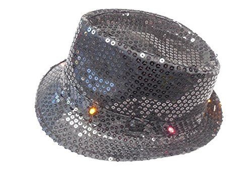 Halloween Wholesalers Light Up Led Hat With Sequin (Black)