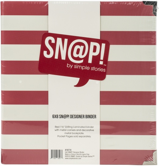 Simple Stories Snap Designer Binder 6 X8 Inch Red Stripe Inch