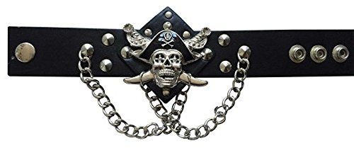 Halloween Wholesalers Wrist Band with Pirate Skull Chains