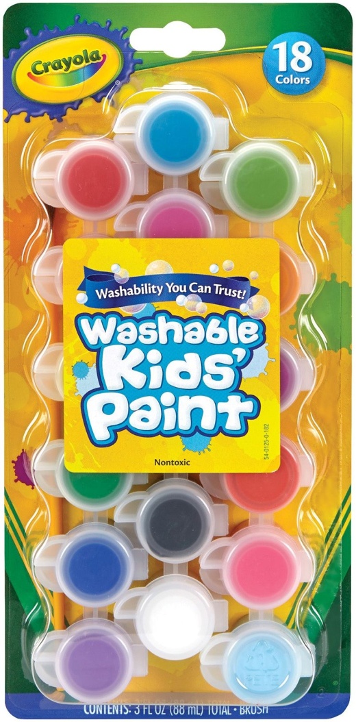 Crayola Washable Kid S Paint Pots 18 Colors 1 Pack Of 18 Pieces