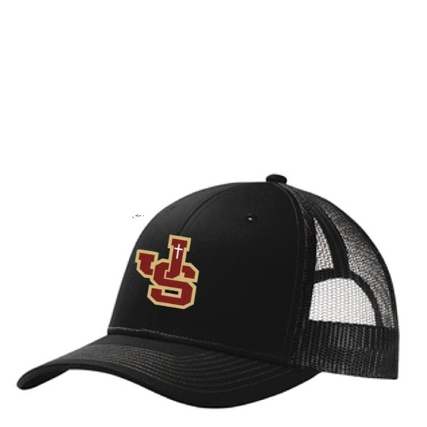 Jserra High School Soccer Black Mesh Trucker Snapback Hat Size: One Size Fits Most. Color: Black