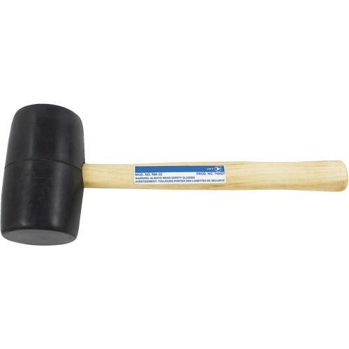 Rubber Mallet, 32 Oz., Wood Handle, 13-1/2" l