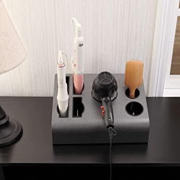 Black Iron Tabletop Hair & Blow Dryer Holder- Versatile Large Salon Appliance Stand Barber Shop Bathroom Bedroom