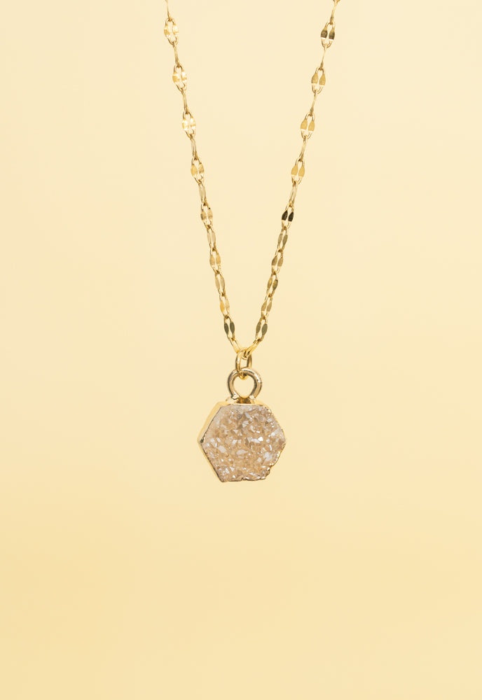 Let The Light In Gold Necklace In Rose Druzy
