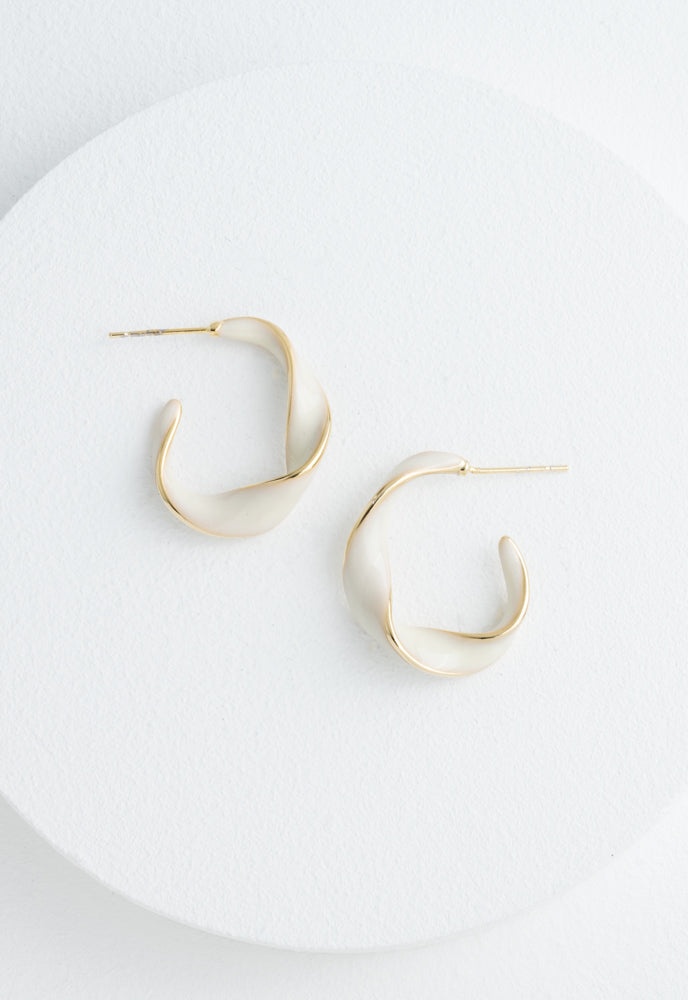 With A Twist Hoops In Ivory
