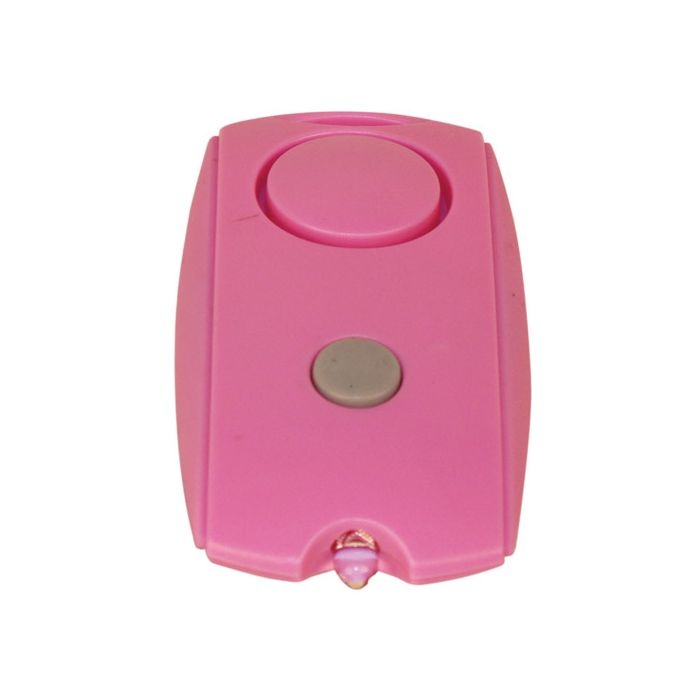 Pink Mini Personal Alarm With Keychain, Led Flashlight, And Belt Clip