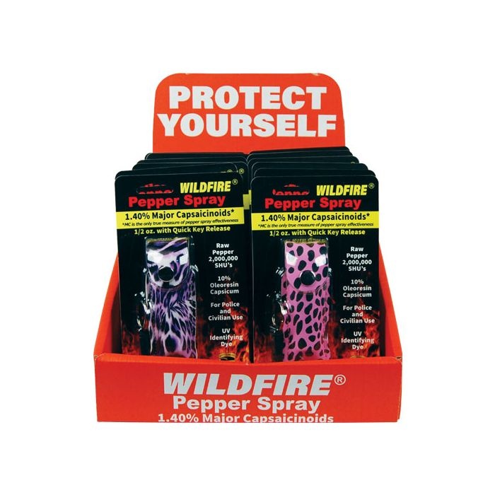Wildfire 12 Fashion 1/2Oz Leatherette Pepper Spray With Counter Display