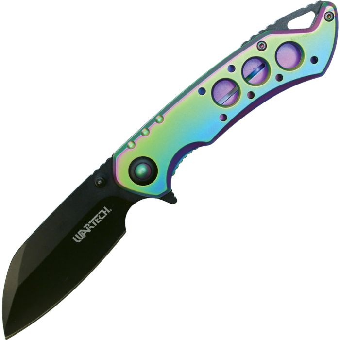 Assisted Open Folding Pocket Knife, Rainbow Handle W/ Black Accents