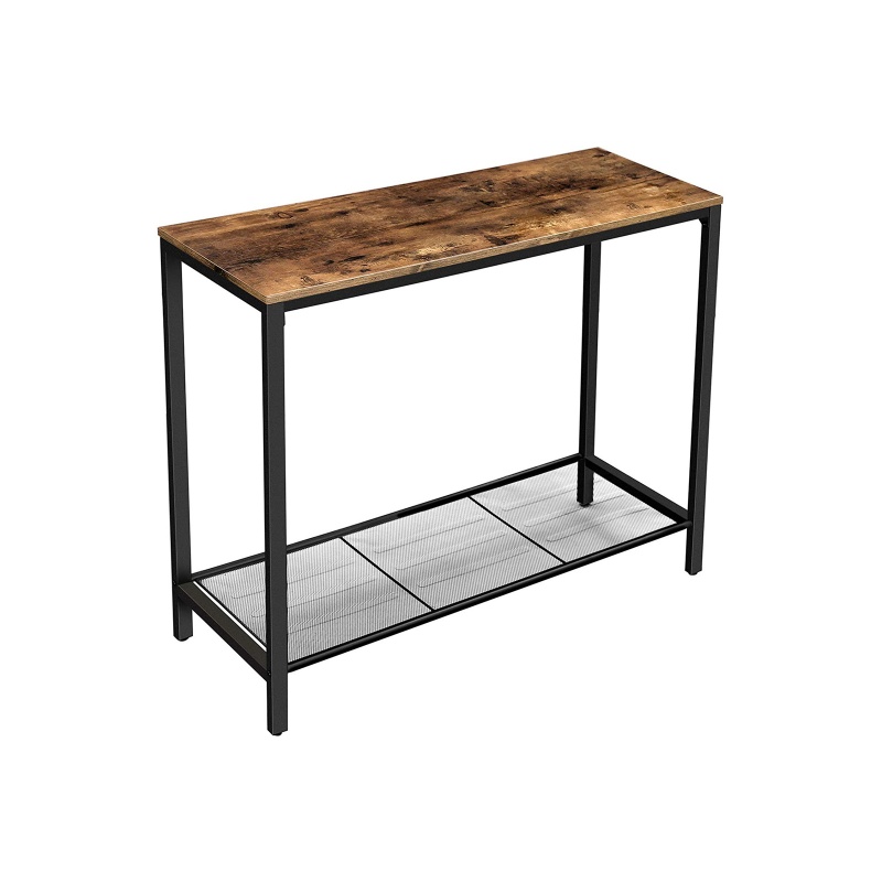 Industrial Console Table With Shelf Rustic Brown