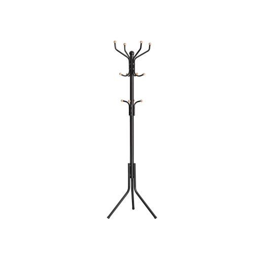 Black Coat Rack Freestanding With 12 Hooks - Modern Entryway Organizer
