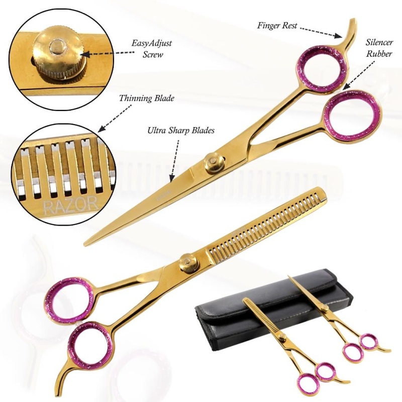 Bdeals Professional Hair Cutting Razor Edge Barber & Thinning Scissors 2 Pc Set 6.5"