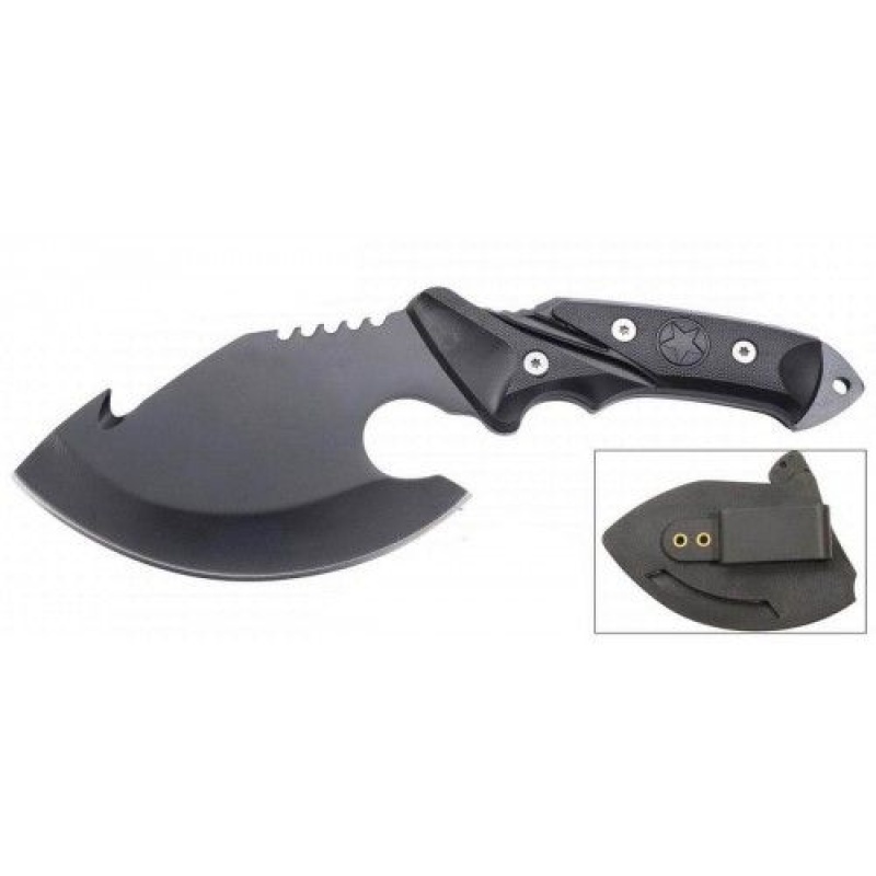 10" Black Skinner Knife With Sheath
